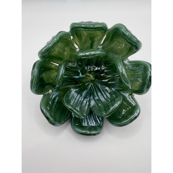 Vintage Green Art Glass Floral Sculpture Decorative Display Piece - Picture 12 of 13